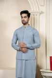 Shahjahan Ash Grey Kurta Trouser with Waistcoat 3 Piece Suit