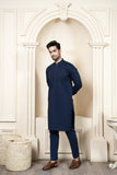 Shahjahan Navy Blue Soft Cotton Kurta Trouser 2 Piece Suit