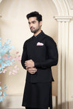 Shahjahan - Black Soft Cotton Kurta Trouer with waistcoat For Men
