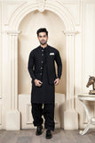 Shahjahan - Black Soft Cotton Kurta Shalwar with waistcoat For Men
