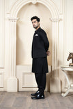 Shahjahan - Black Soft Cotton Kurta Shalwar with waistcoat For Men