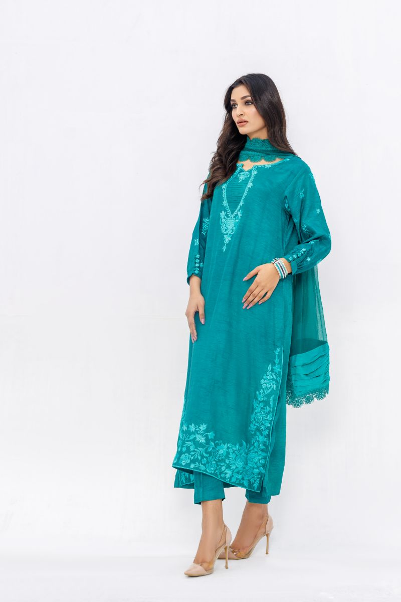 Anayra Amal - Tabeer - Sea Green - Korean Silk - 3 Piece
