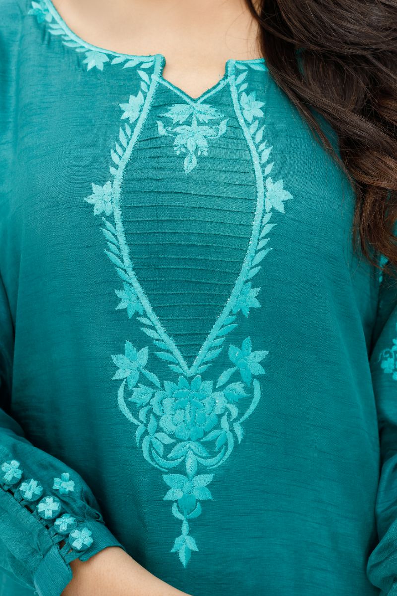 Anayra Amal - Tabeer - Sea Green - Korean Silk - 3 Piece