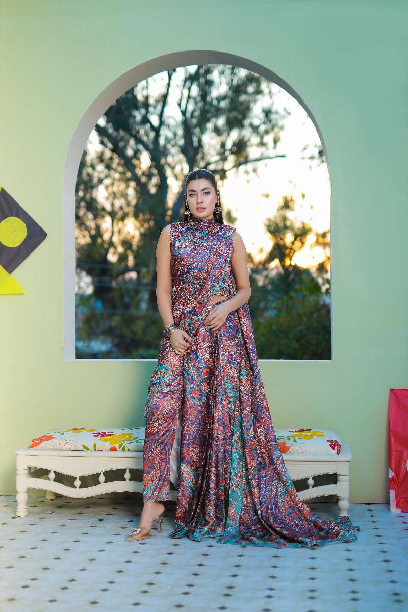 Anayra Amal - Parsley Grip Mood Canvas Printed Suit For Women - 2 Piece