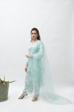 Alifyay - Aqua Blue  - Cotton Silk - 3 Piece