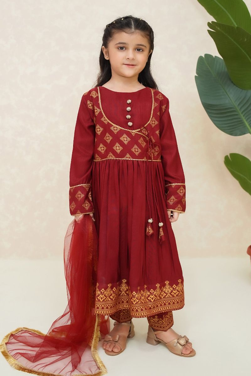 Modest - Gulnar - Rawsilk - Maroon - 3 Piece