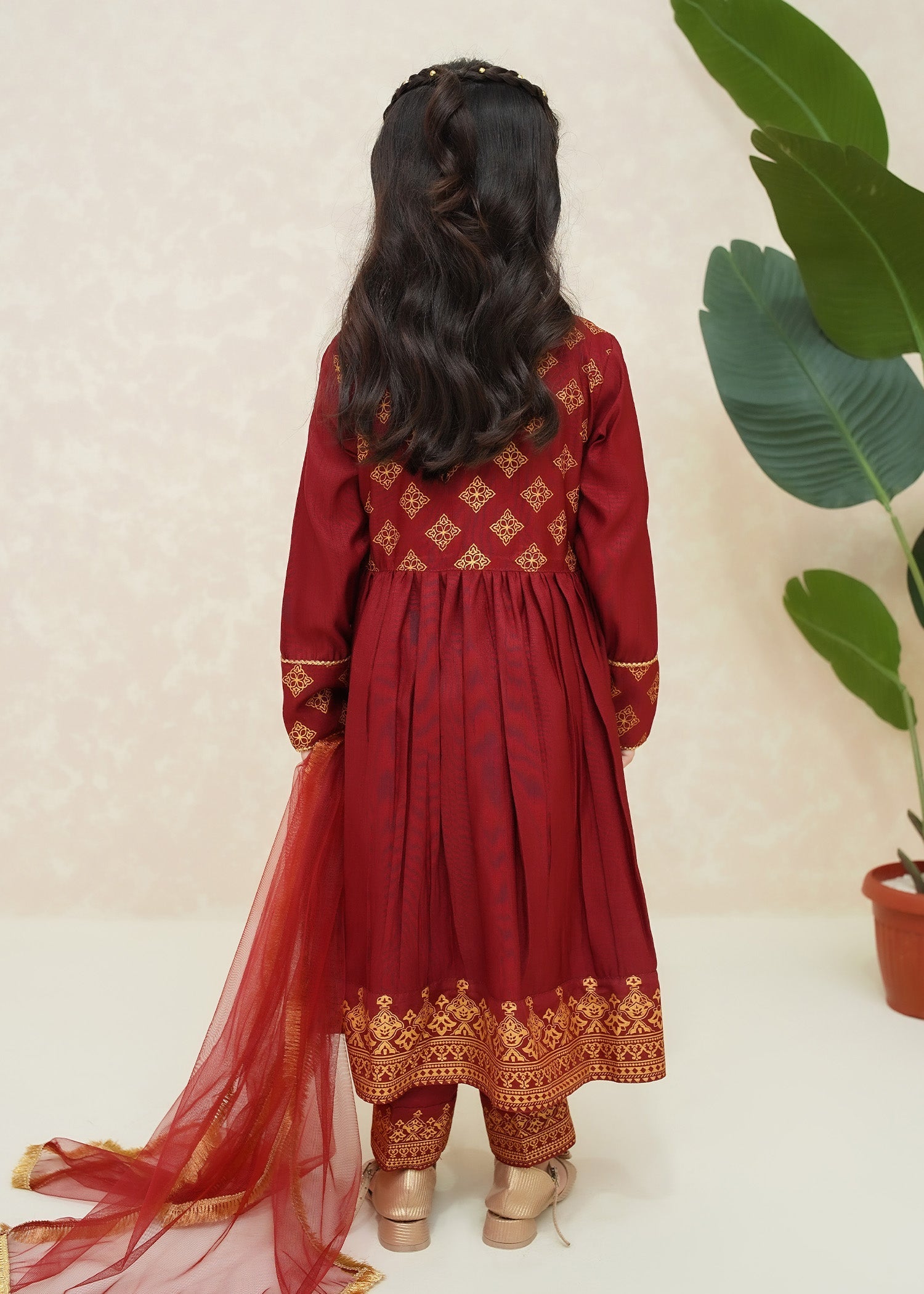 Modest - Gulnar - Rawsilk - Maroon - 3 Piece