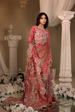 Musferah Saad Coral Majesty Saree Red 3 Piece
