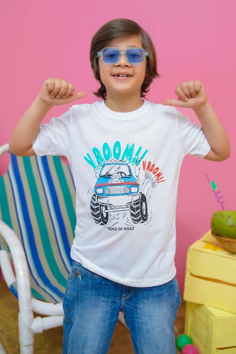 Modest - Truck Graphic Tee - White - Jersey  - 1 Piece