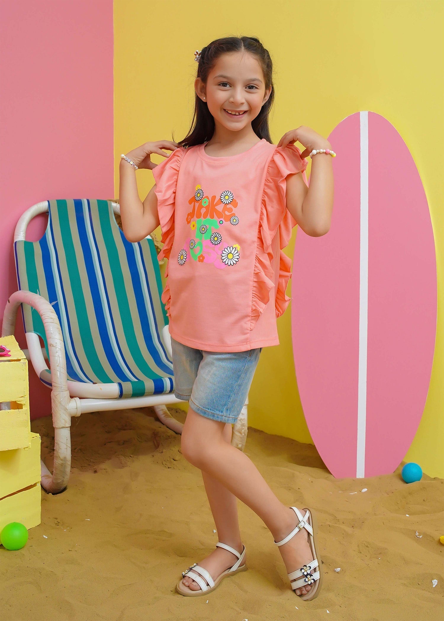 Modest - Girls Summer Tee - Peach - Jersey - 1 Piece
