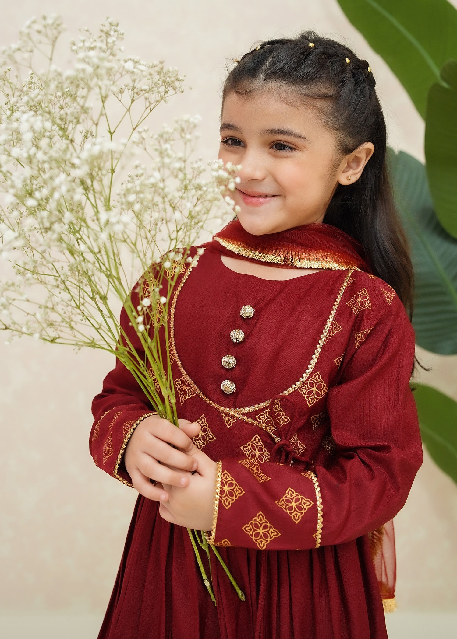 Modest - Gulnar - Rawsilk - Maroon - 3 Piece