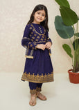 Modest - Zehra - Navy Blue - Raw Silk - 3 Piece