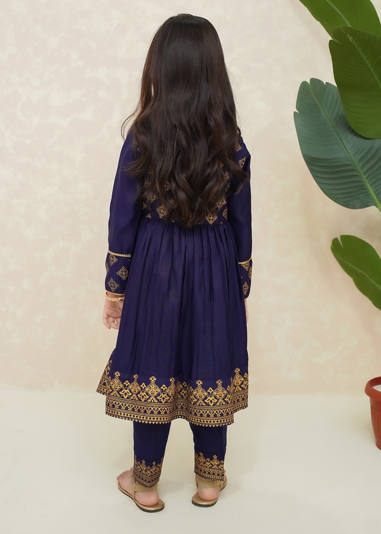 Modest - Zehra - Navy Blue - Raw Silk - 3 Piece