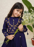 Modest - Zehra - Navy Blue - Raw Silk - 3 Piece