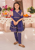 Modest - Cotton Lawn Embroidered Frock For Girl - Navy Blue - 3 Piece