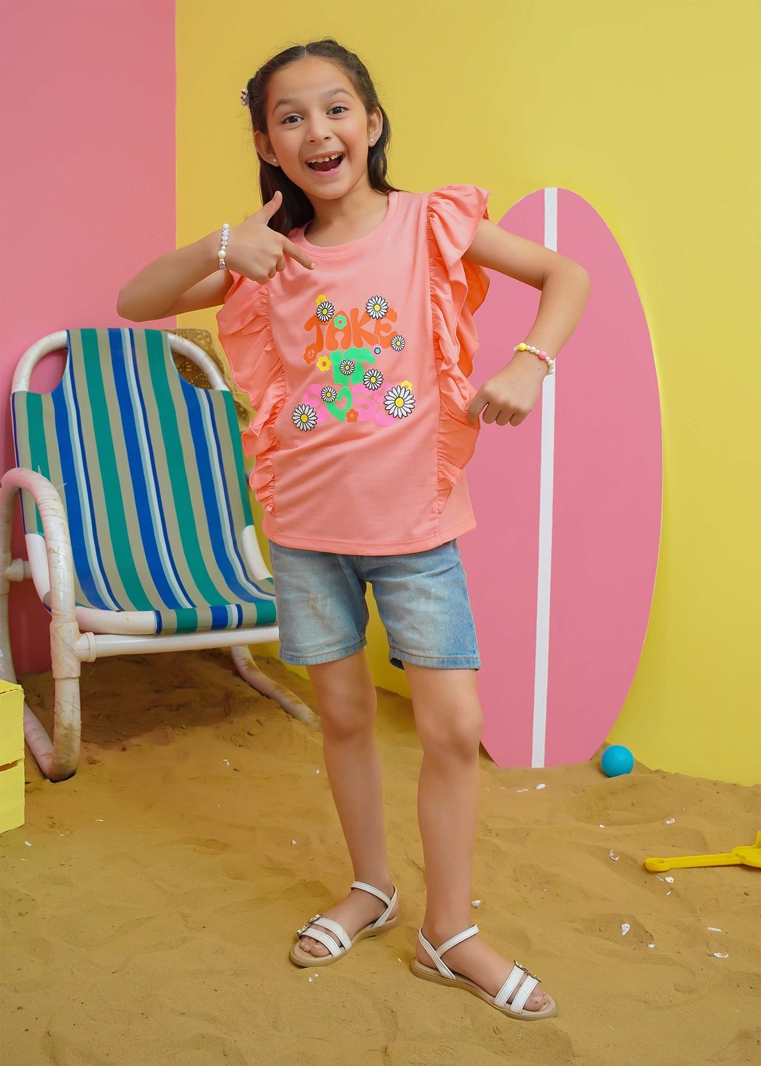 Modest - Girls Summer Tee - Peach - Jersey - 1 Piece