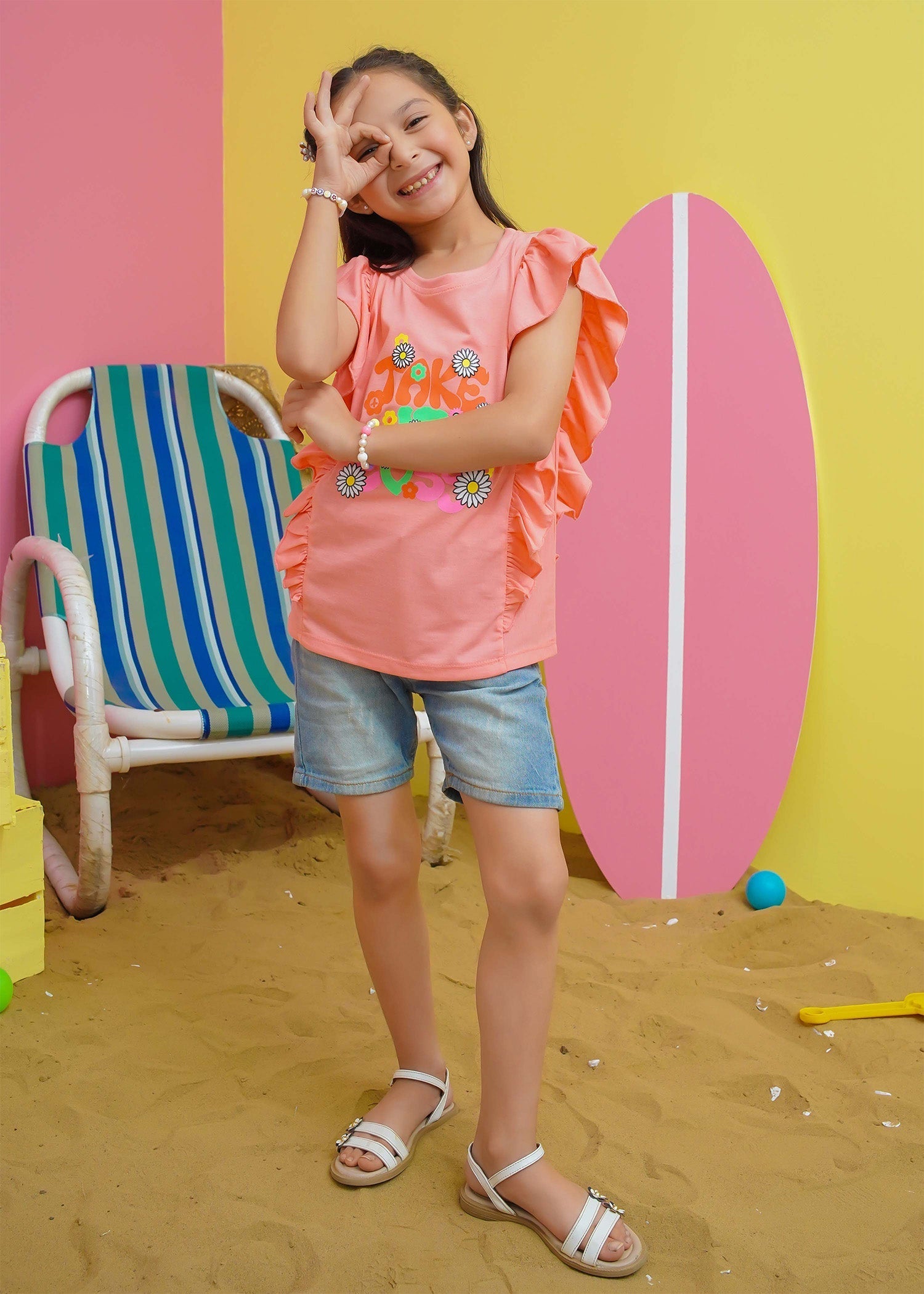 Modest - Girls Summer Tee - Peach - Jersey - 1 Piece