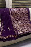 Designs By Amina - Handwork Beautiful Mukesh work - Bamber Chiffon - 2 Piece - Unstitch - 04