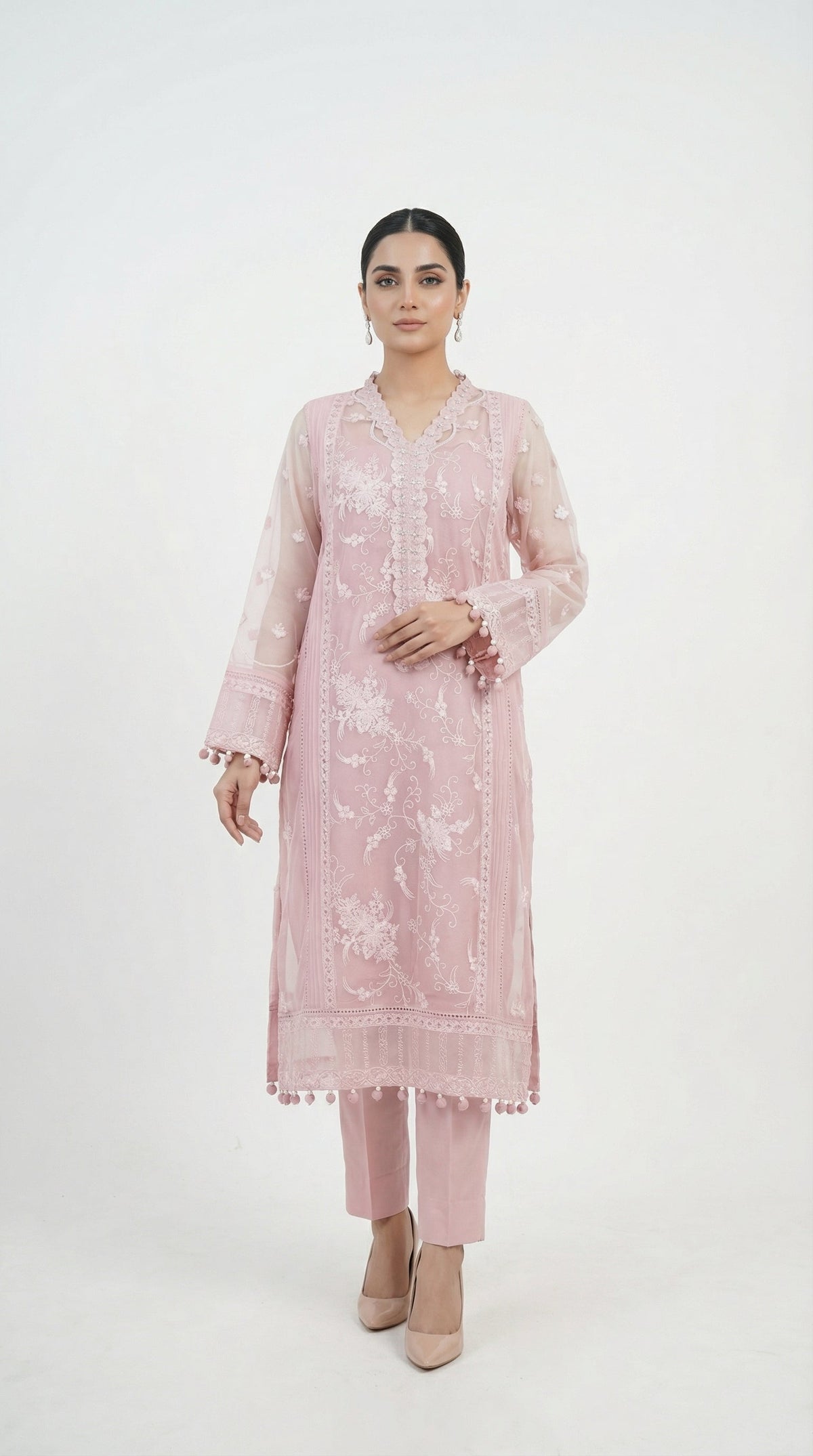 Reema Ahsan - Maven Organza Suit For Women - Pink - 4 Piece