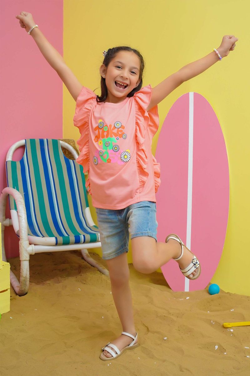 Modest - Girls Summer Tee - Peach - Jersey - 1 Piece