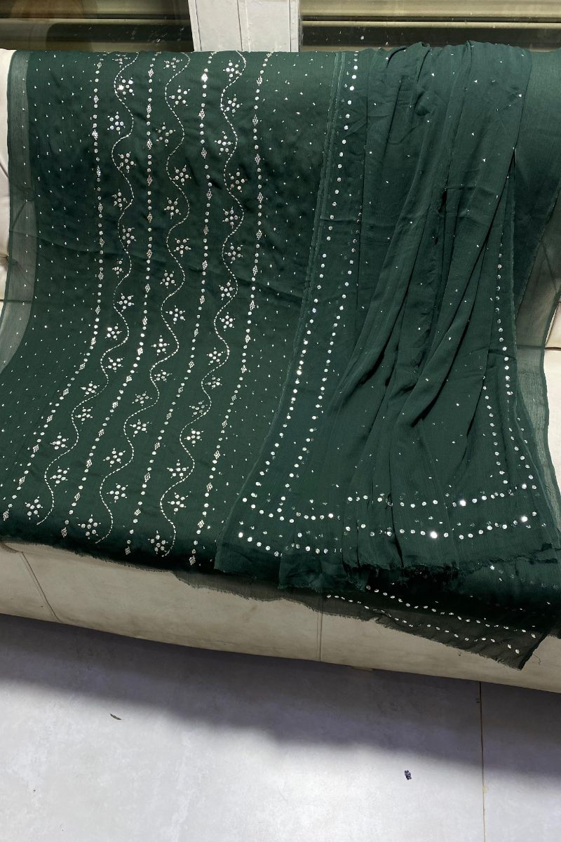 Designs By Amina - Handwork Beautiful Mukesh work - Bamber Chiffon - 2 Piece - Unstitch - 07