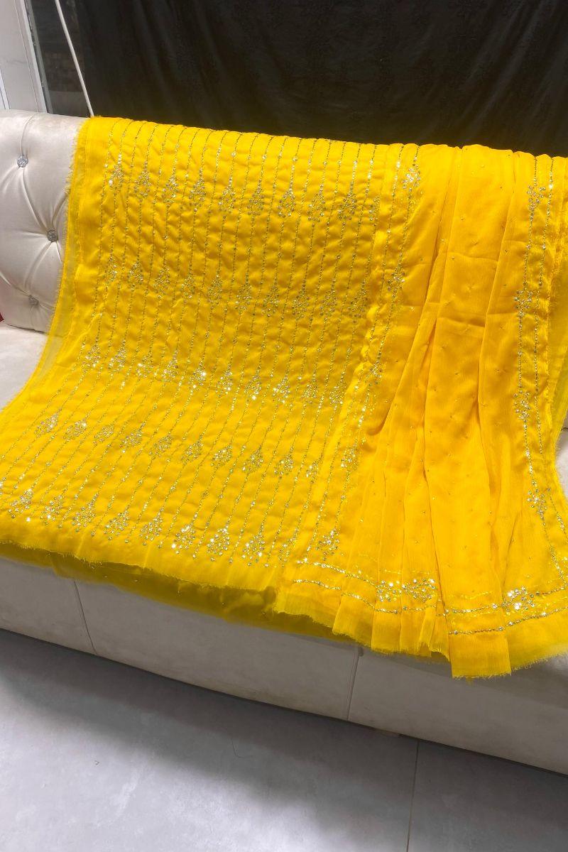 Designs By Amina - Mukesh work - Silver & gold - bamber chiffon - 2 Piece - Unstitch - 7