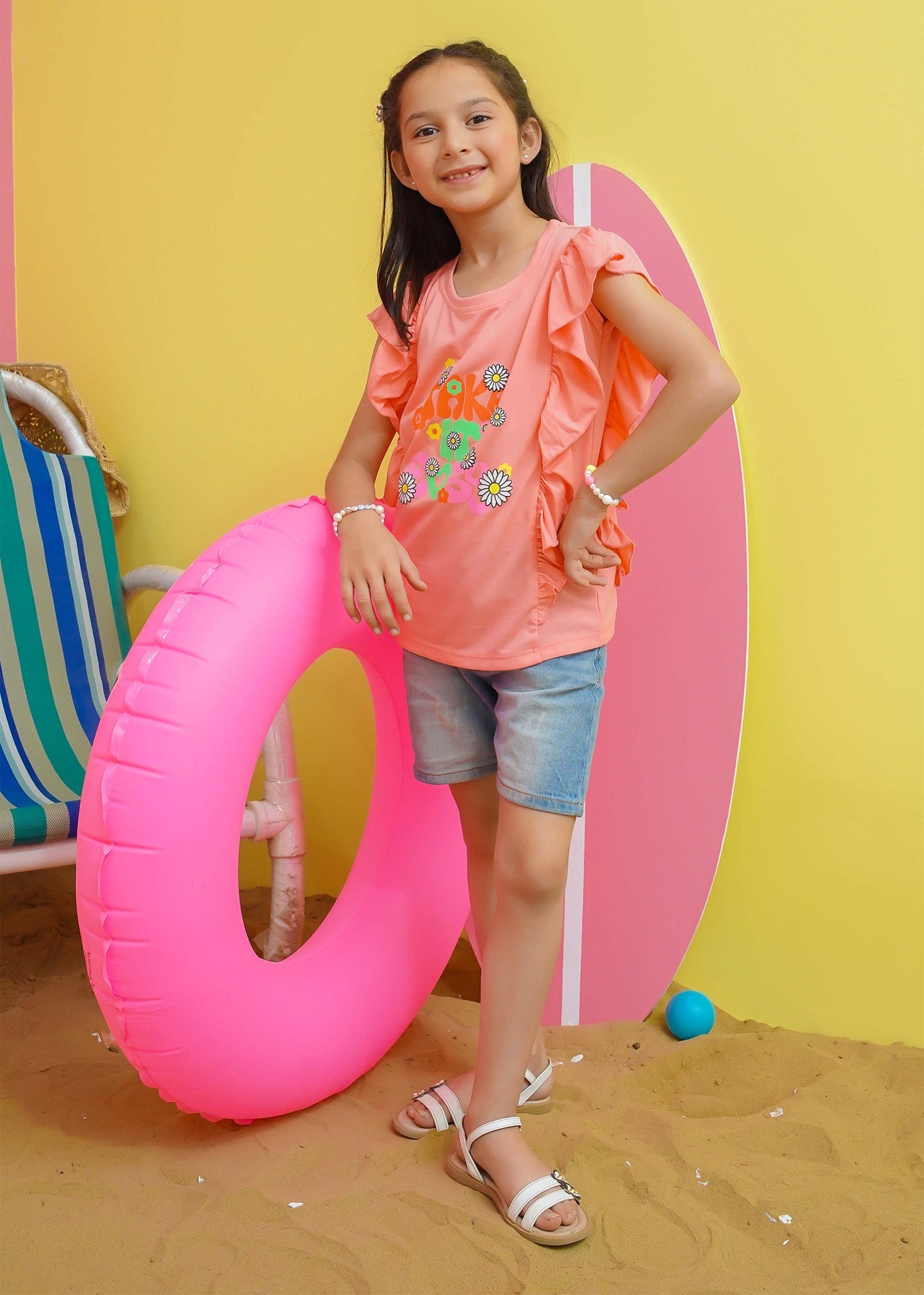 Modest - Girls Summer Tee - Peach - Jersey - 1 Piece