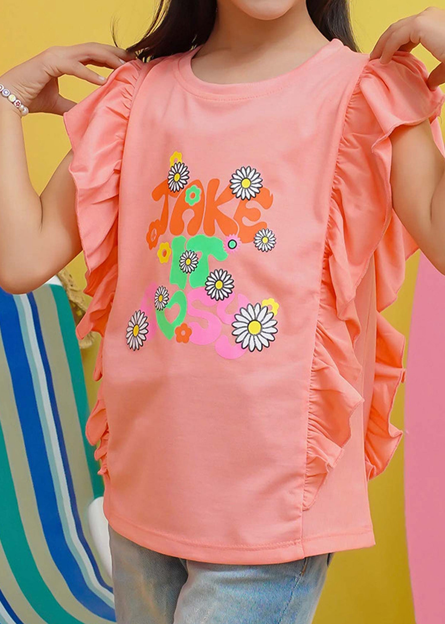 Modest - Girls Summer Tee - Peach - Jersey - 1 Piece