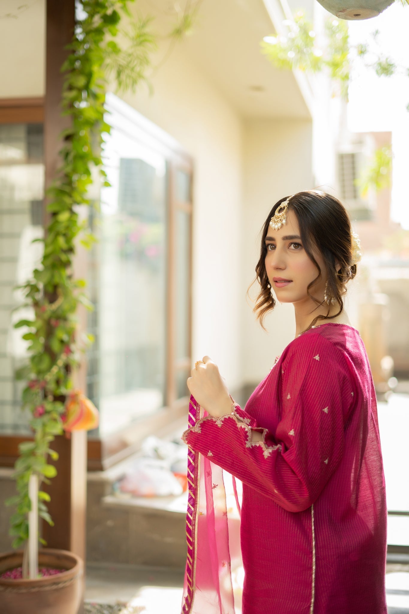 Omal by Komal - GULAAL - Pink - Cotton Net & Organza - 3 Piece