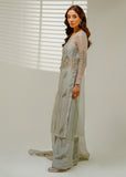 Shahid Chuhan - Gray Glamour Silk Suit For Women - Grey
