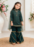 Modest Printed Rawsilk Gharara Green 3 Piece