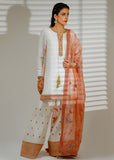 Shahid Chuhan - Butterfly Bloom Raw Silk Suit For Women - Ivory And Peach