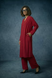 Gulabo - Blended Crepe Suit For Women - Reddish Red - 2 Piece