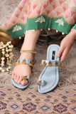 JootiShooti - Nauratan Sky Blue Kolhapuri For Women