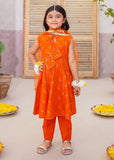 Modest - Toddler Cotton Suit For Girl - Orange - 3 Piece
