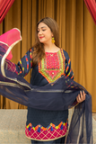 Zahra Ahmad - ST-175 - Navy Blue - Lawn - 3 Piece