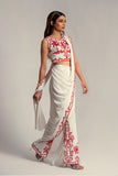 Salahuddin Pasha - Morocco Silk Saree For Women - White - 2 Piece