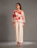Salahuddin Pasha - Look 9 Silk Jacket For Women - Ivory - 2 Piece