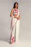 Salahuddin Pasha - Morocco Silk Saree For Women - White - 2 Piece