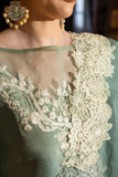 Kaanchi London - Nargis Raw Silk Suit For Women - Sage - 3 Piece