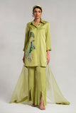 Salahuddin Pasha - Silk, Organza Suit For Women - Pistachio - 3 Piece