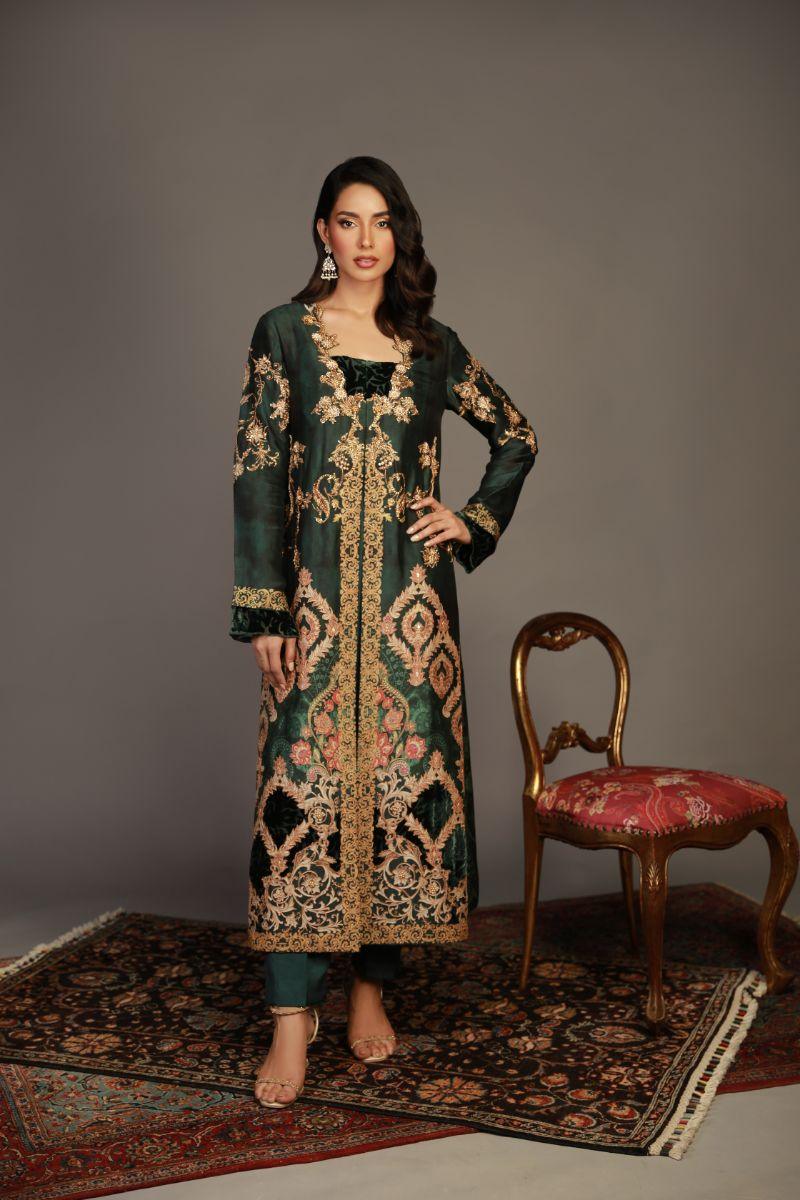 Shamaeel - RV-09 - Sheesha Silk,  Khadi  Silk & Net - 3 Piece