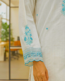 Ayla Studio - Dobby Lawn Embroidered Suit For Women - White Floral - 2 Piece