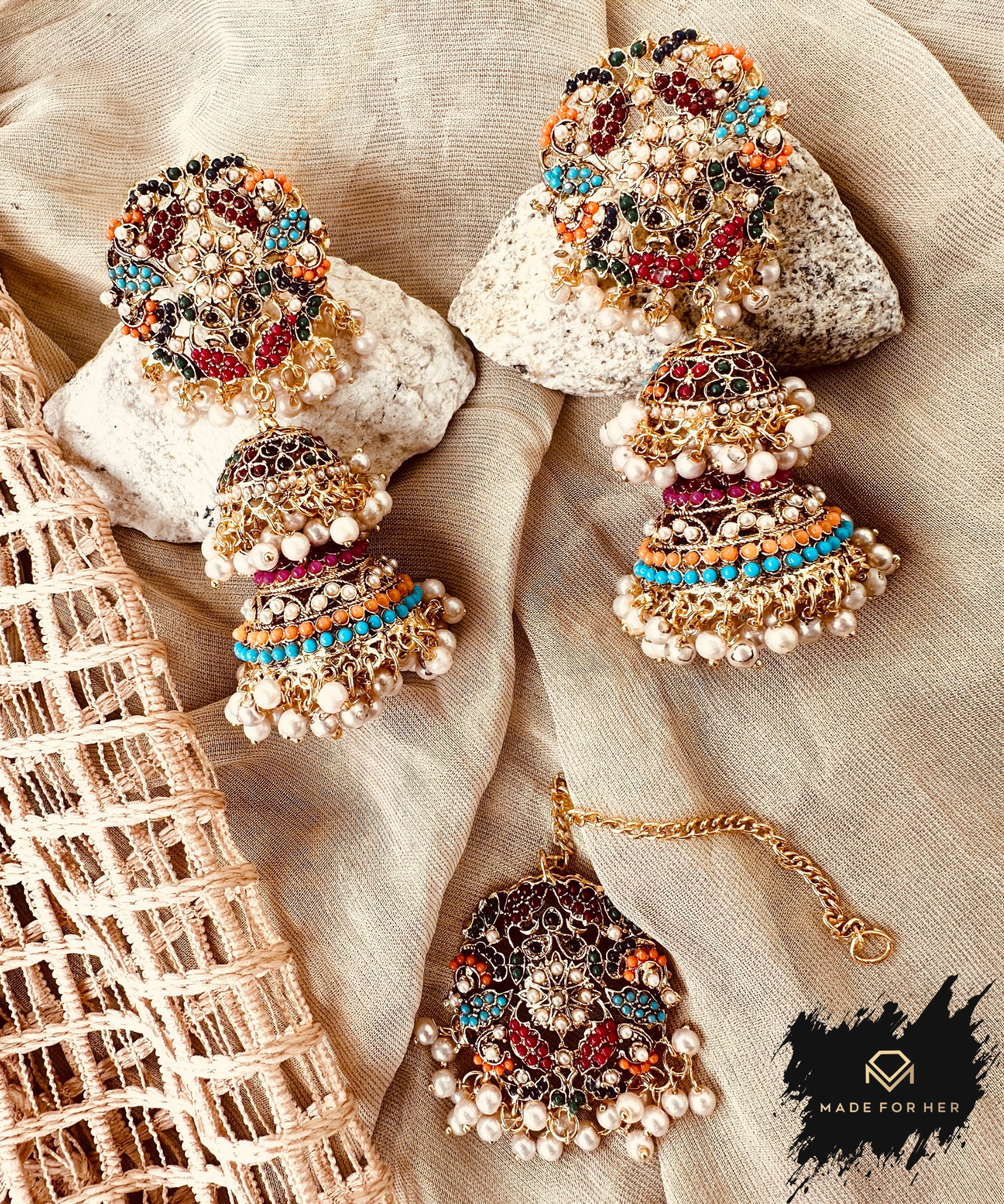 Made for Her - Eternal Nauratan Jhumki & Tikka - KWA1006