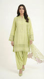 Reema Ahsan - Renaya Cora Cotton Suit For Women - Line Green - 3 Piece