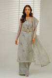 Shahid Chuhan - Gray Glamour Silk Suit For Women - Grey