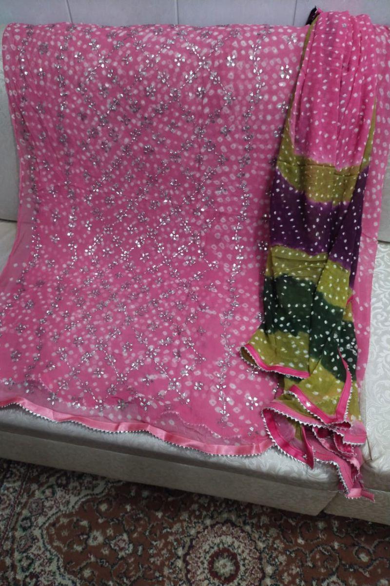 Designs By Amina - Mukesh Hand work - Pure Chiffon - 2 Piece Suit - shirt and dupatta - 2