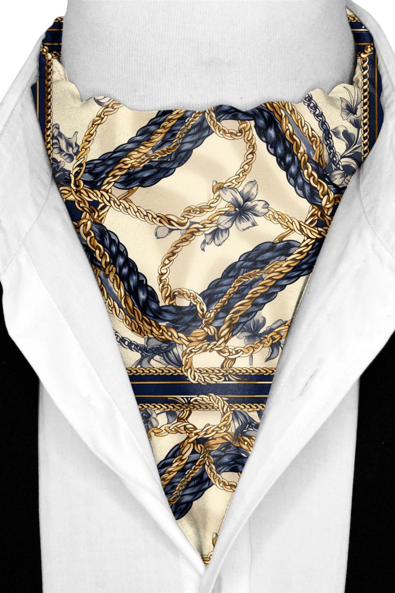 Black Wolf - NEW BELT CHAIN SILK ASCOT - Off White - 1 Piece