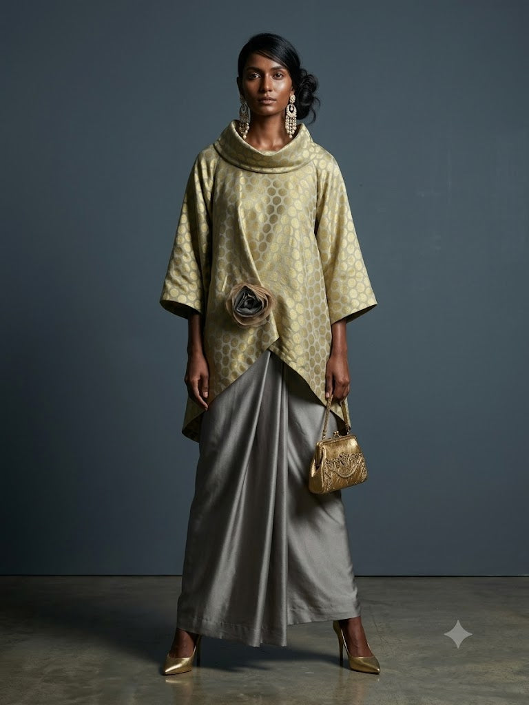 Maheen Khan - Leher Saree Grey 1 Piece