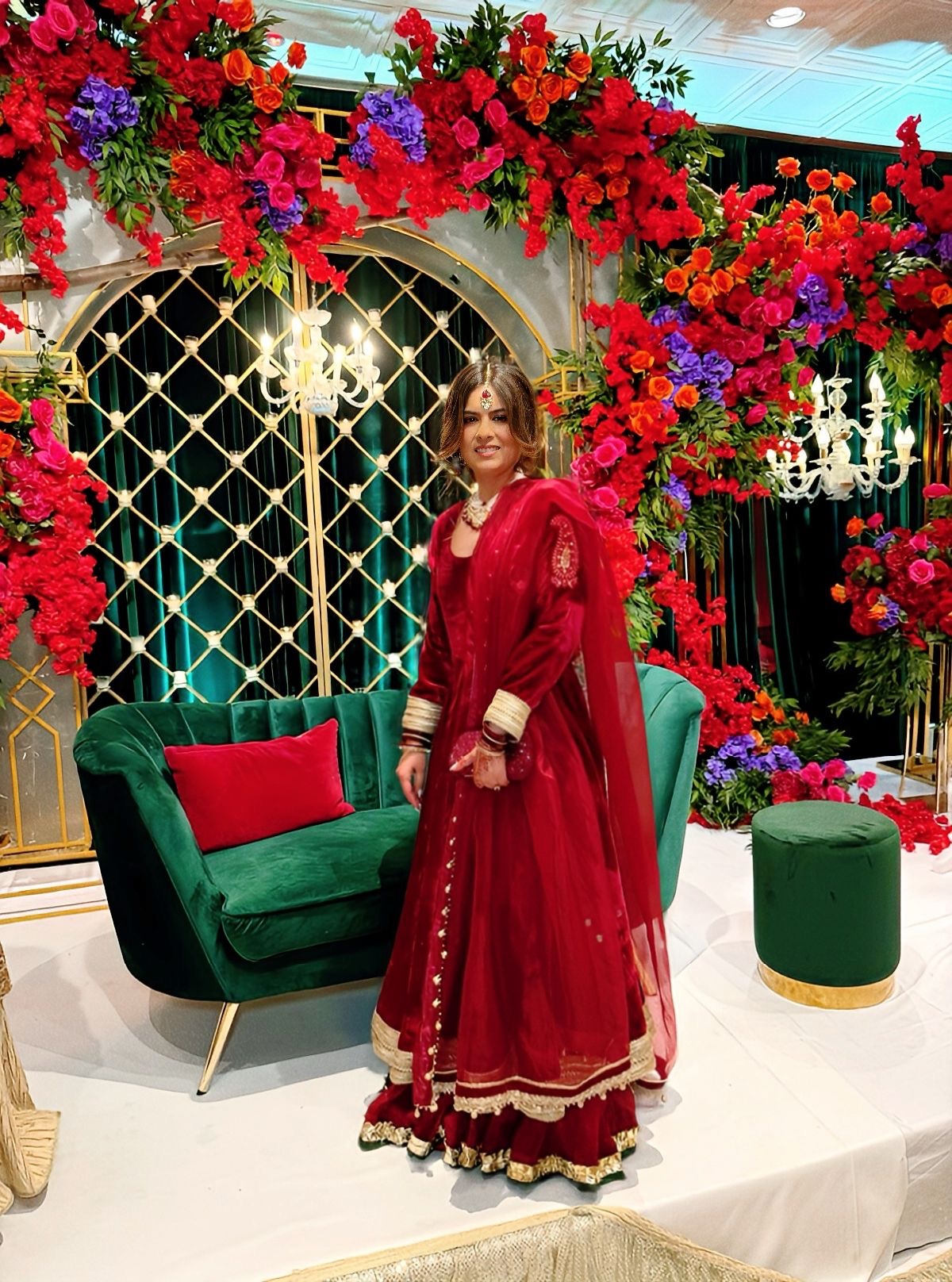 Syah - Gulaal - Velvet - Red/Maroon - 2 Piece